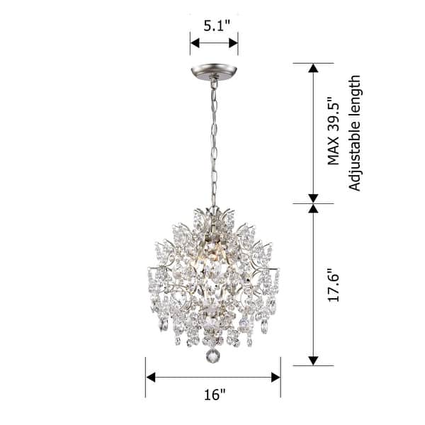 dimension image slide 1 of 2, Dalia Indoor 3-light Crystal Chandelier