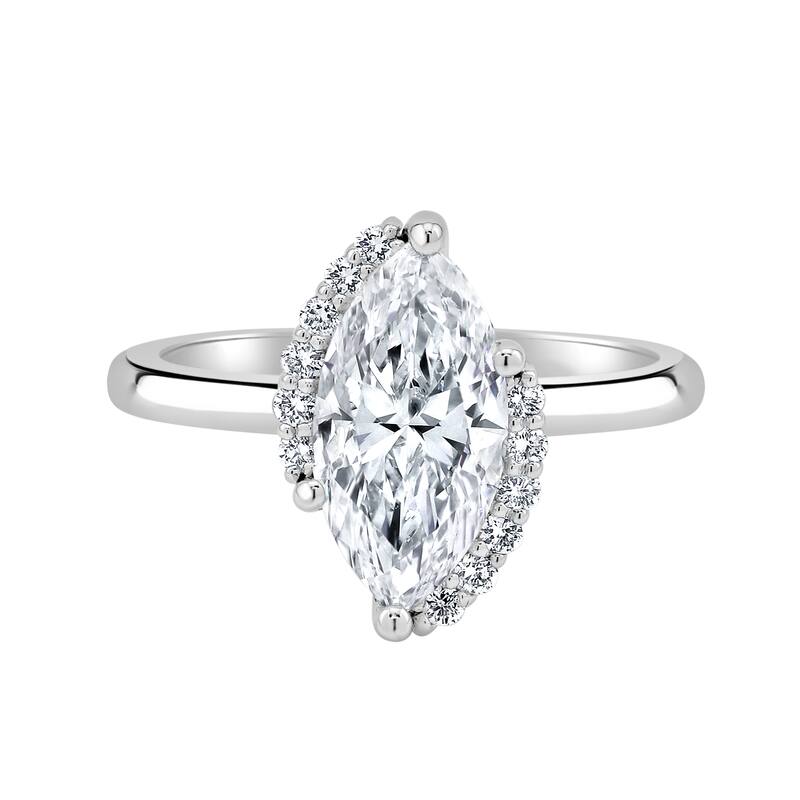 Auriya 14k Gold 5 1/6 ctw Lab grown Marquise Diamond Engagement Ring (F-G VS) - White - 5
