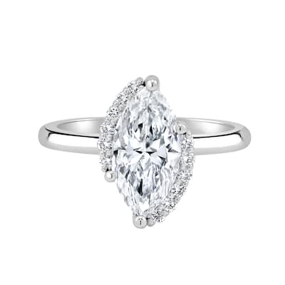 Auriya 14k Gold 5 1/6 ctw Lab grown Marquise Diamond Engagement Ring (F-G VS)
