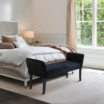 Chatham 53" Black Velvet Upholstered Bench
