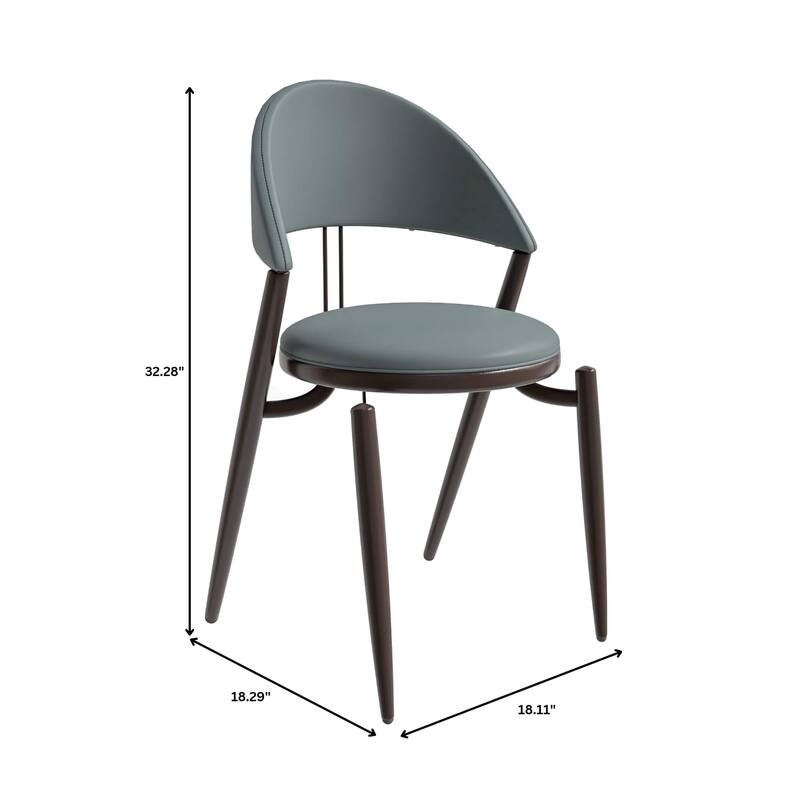Venice Upholstered Leather Dining Chair Open Back Accent Side Chair with Iron Legs