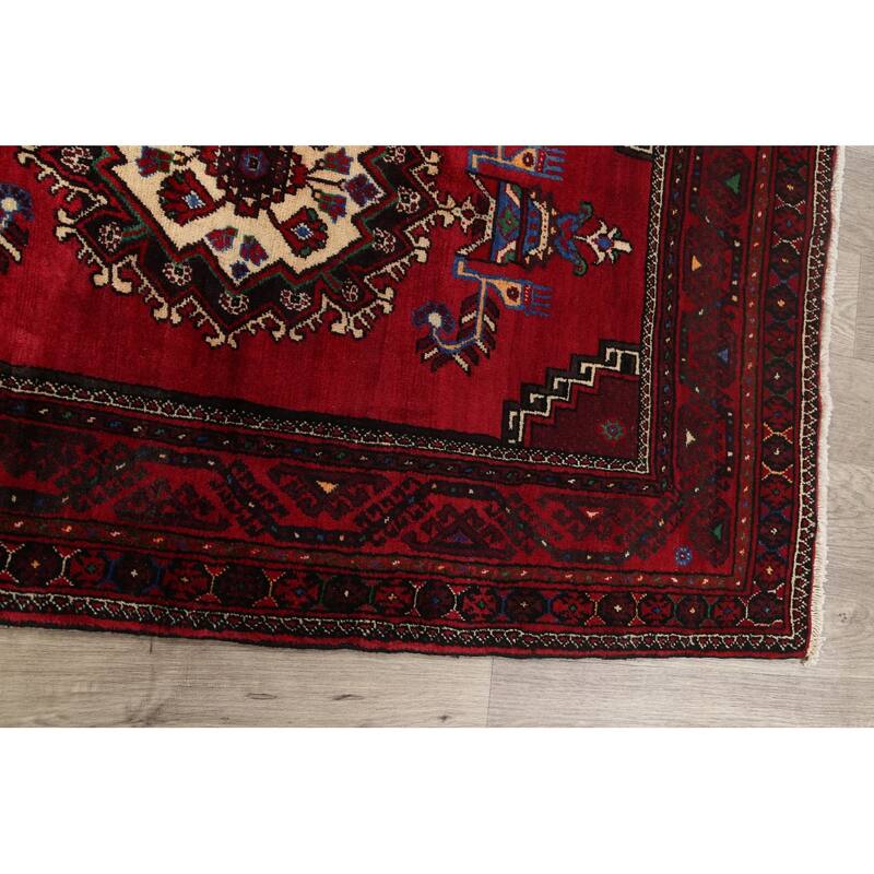 Geometric Balouch Persian Wool Area Rug Hand-knotted Foyer Carpet - 3'3" x 4'11"