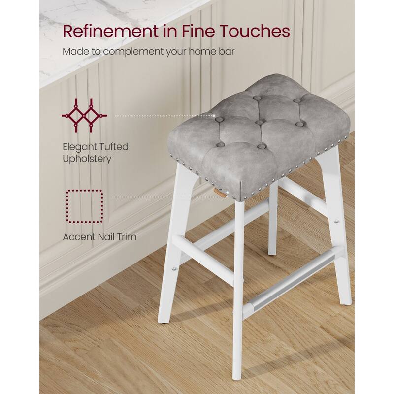 Set of 2 Counter Height Bar Stools Modern Kitchen Barstools with Backrest Perfect for Island or Counter - 12.6"D x 17.3"W x 26"H