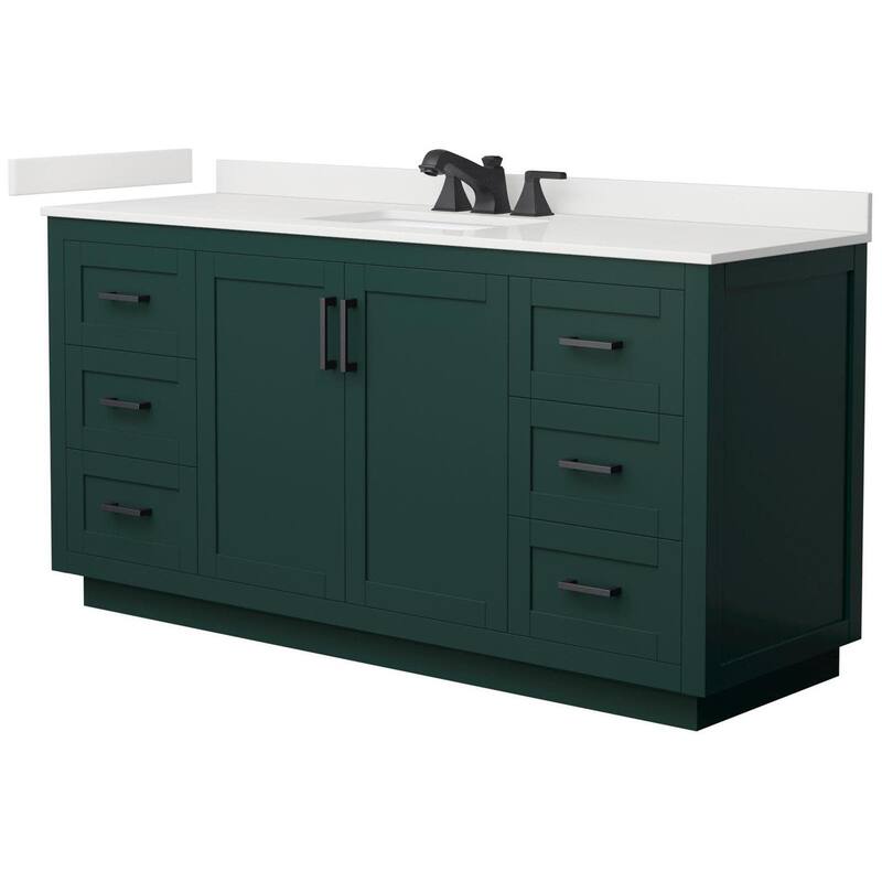 Wyndham Collection WCF292966S-QTZ-US3MXX Miranda 66" Free Standing - Green / White Quartz Top / Matte Black Hardware