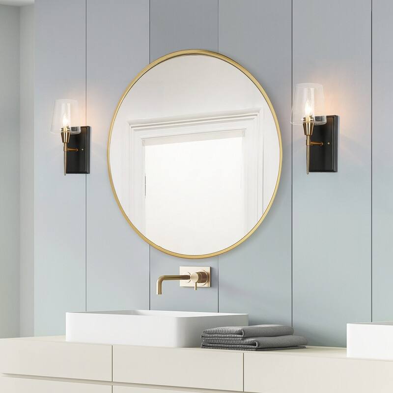 Kahlil Modern Black Gold 1-Light Seeded Glass Wall Sconces Bathroom Vanity Lights
