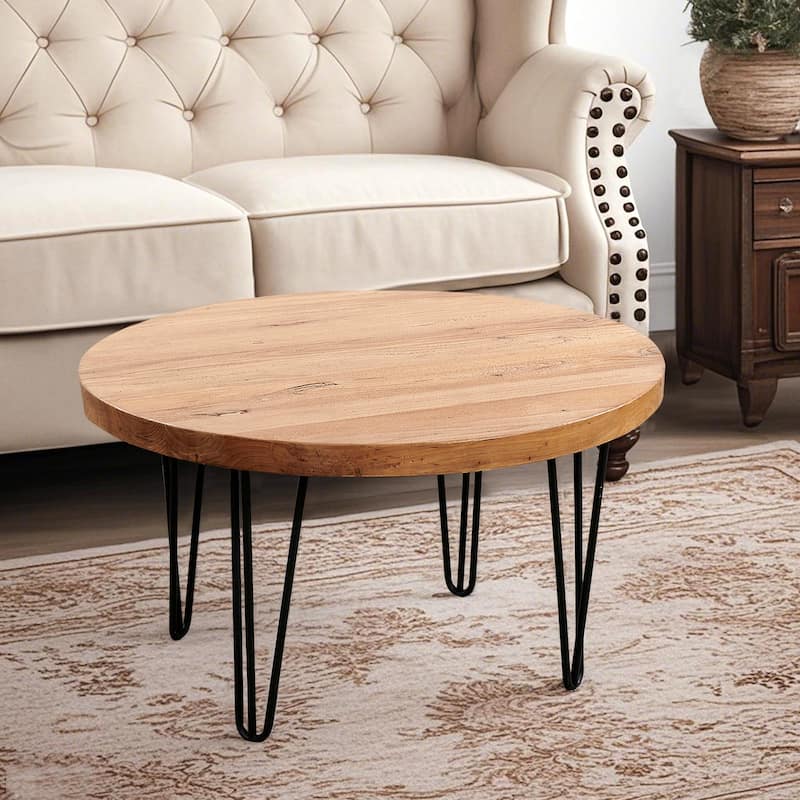 Elm Wood Round End Table Coffee Table