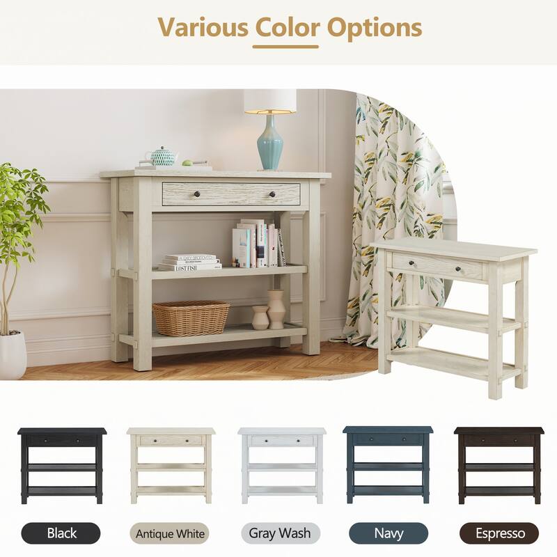 Entryway Table with Storage(Gray Wash)