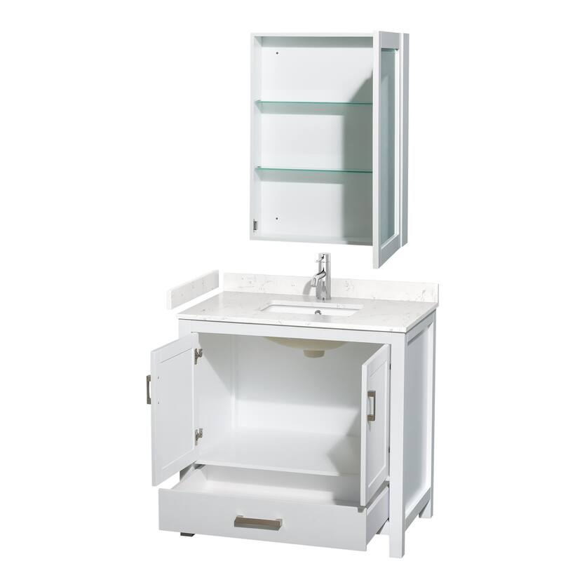Wyndham Collection Sheffield 36" Single Bathroom Vanity, Carrara