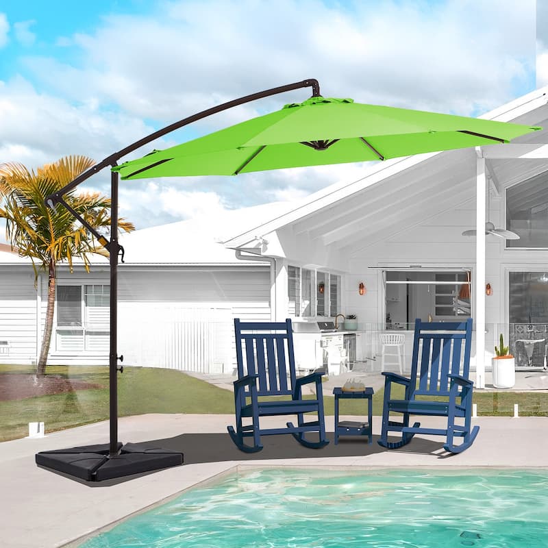 10 ft Steel Crank-lift Cantilever Umbrella With Weighted Base