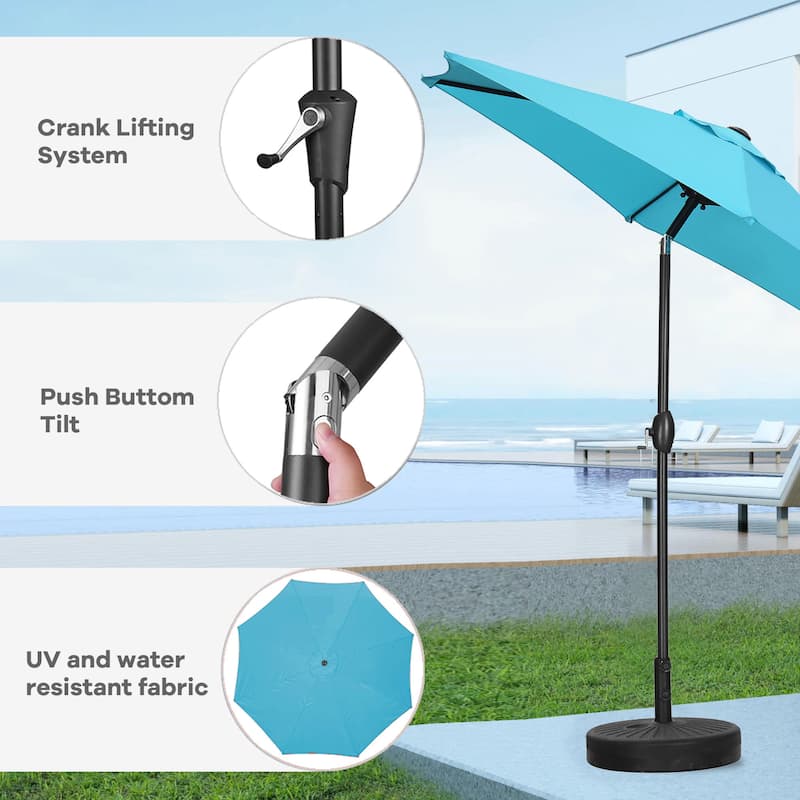 Autlaycil 9ft Patio umbrella With Base And Push-Button Tilt & Crank