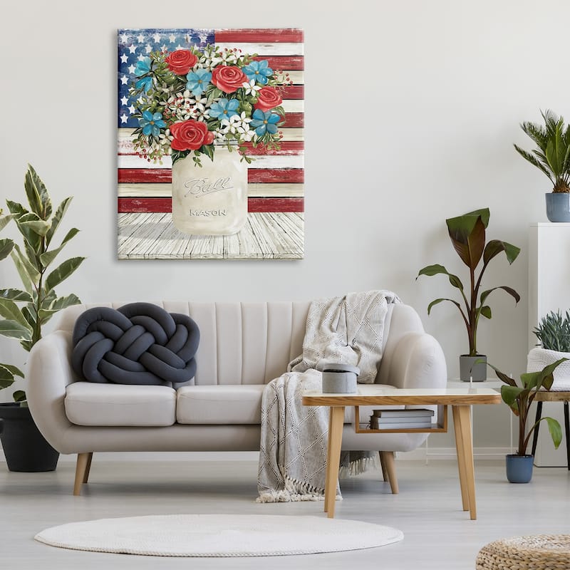 Stupell Industries Americana Flag Festive Bouquet Canvas Wall Art by Cindy Jacobs