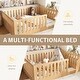 preview thumbnail 4 of 37, Queen Size Montessori Floor Bed with Door & High Fence, Solid Wood Low-Profile Sleep and Play Bed Frame