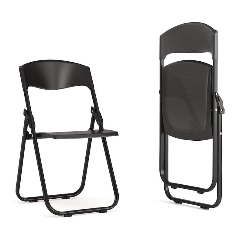 2 Pack 500 lb. Capacity Heavy Duty Plastic Folding Chair - Black