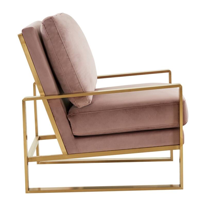 Jefferson Modern Velvet Accent Chair with Brushed Gold Frame, Removable Cushions, and Floor Protectors for Living Room or Office