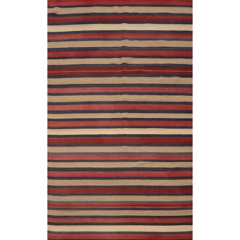 Hand Woven Oriental 100% Wool Carpet Southwestern Geometric Multi-Colored Kilim Area Rug - 8' 3'' X 4' 9''