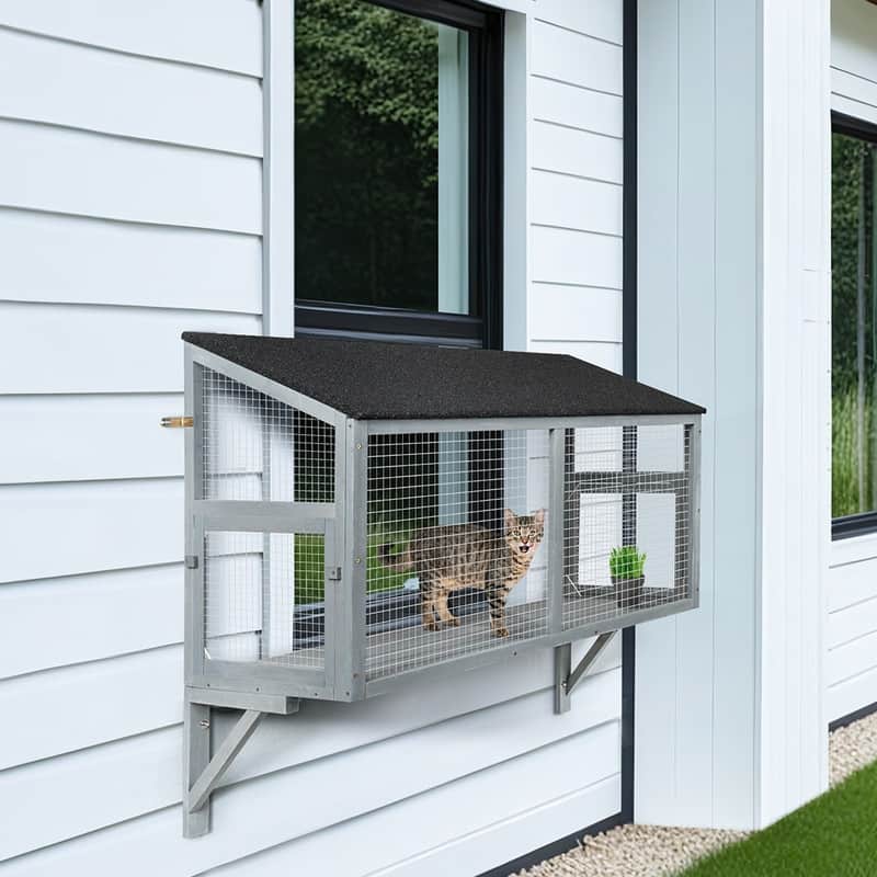 beeNbkks Cat Catio, Window Box Enclosure For Indoor Cats
