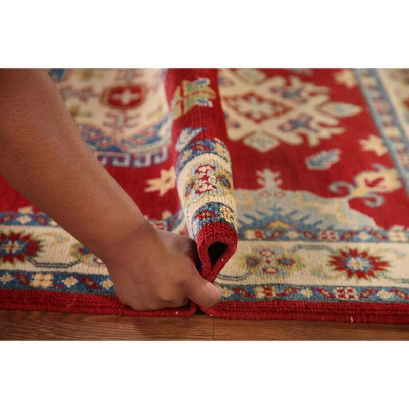 Red Kazak Oriental Rug Handmade Wool Carpet - 3'5"x 4'9"