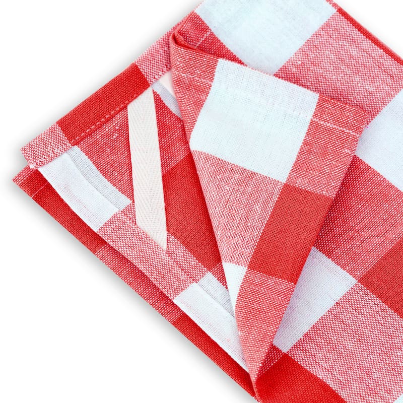 Fabstyles Country Check Cotton Kitchen Towel Set of 4 - 18x28