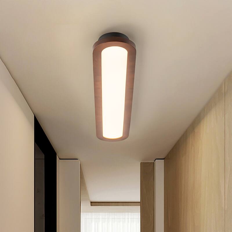 47.2" W 1-Light Modern Oval Walnut Wood Dimmable LED Flush Mount Ceiling Light for Living Room, Bedroom