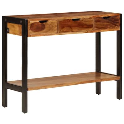 vidaXL Sideboard with 3 Drawers 43.3"x13.8"x29.5" Solid Sheesham Wood