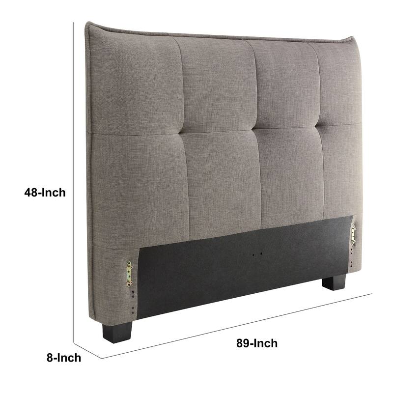 Amy King Headboard, Knife Edges, Tufted Linen, Gray