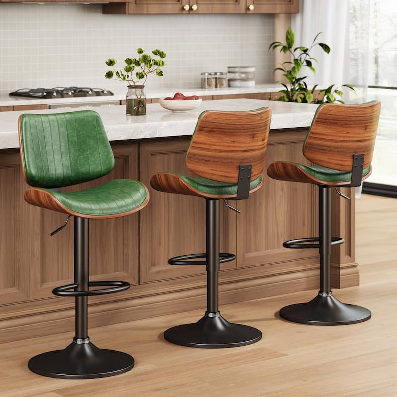 Swivel Adjustable Height Counter Stools, Bar Stools with Backs - 20" W X 18"D X 24-33" H