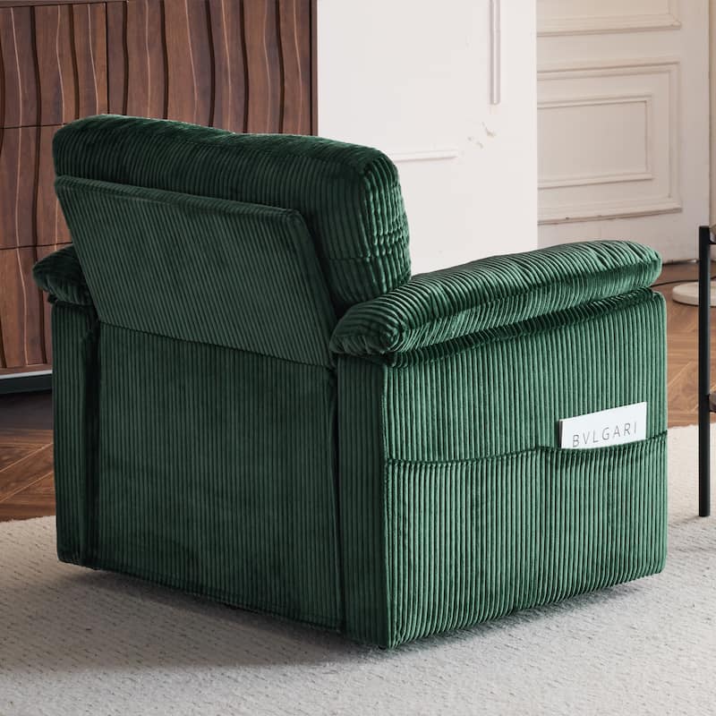 33" Oversized Plush Cushioned Swivel Corduroy Lounge Chair