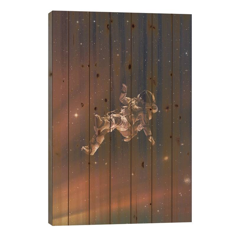 Lost In Space Print On Wood by Andreas Lie - Multi-Color - 26x18x1.5