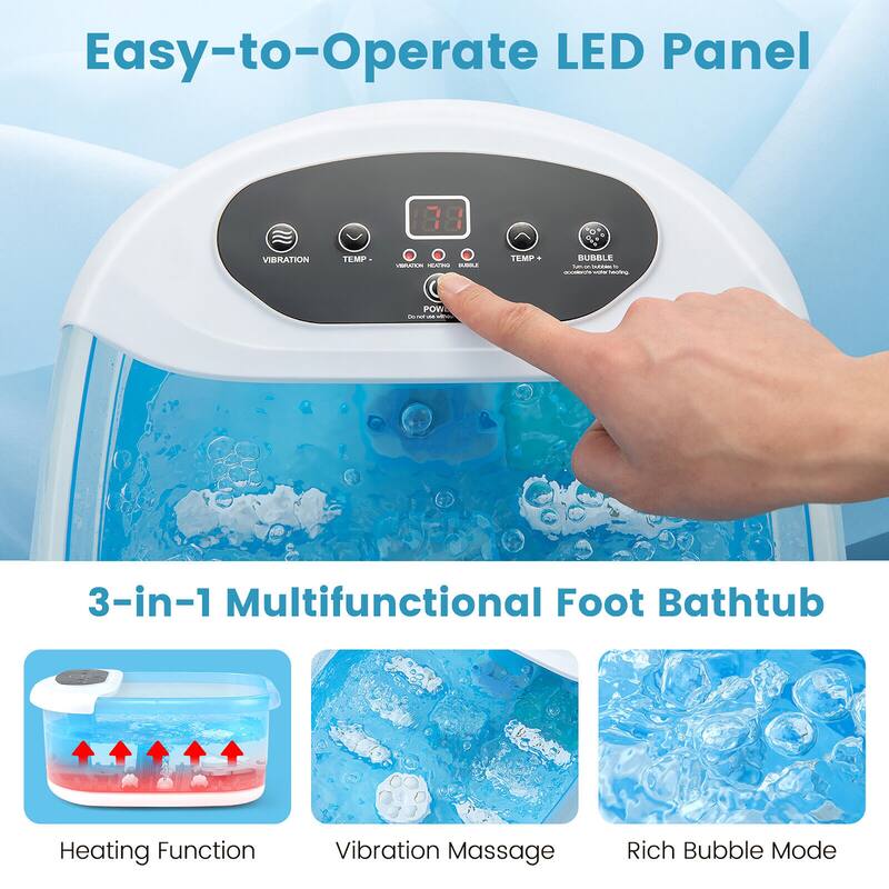 Gymax Foot Spa Massager Foot Bath Soak Tub with Heat Bubble Massage
