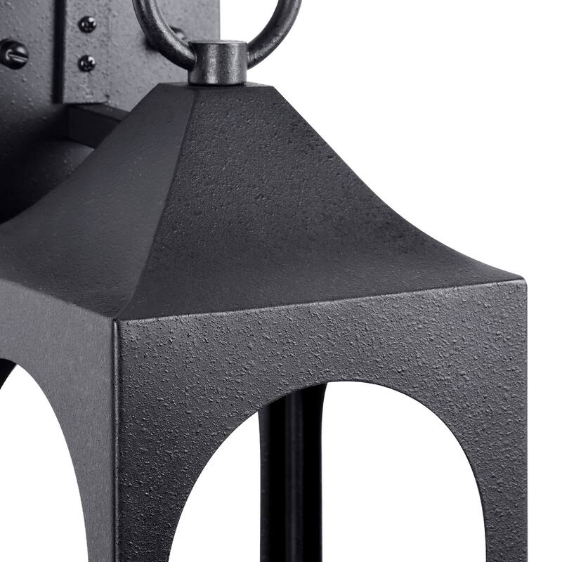 1-Light Matte Black Finish Outdoor Wall Light with Clear Seeded Glass