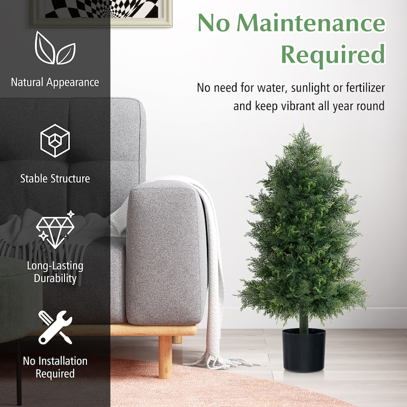 Gymax 31.5'' Artificial Cedar Topiary Tree Faux Indoor Floor Plant w/