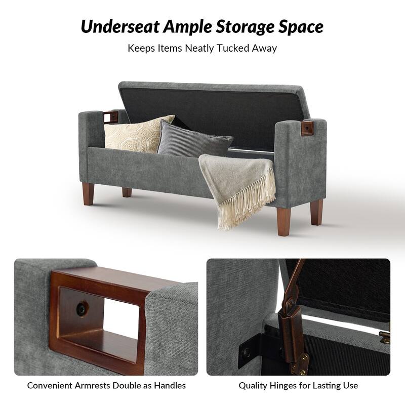Clara Storage Bench with Solid Wood Legs by HULALA HOME