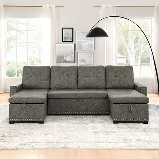 Oversized U-Shape Sectional Sofa Couch 2 in 1 Pull out Sleeper Sofa Bed ...