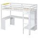 preview thumbnail 22 of 24, Wood Loft Bed Frame with Storage Shelves,1 Cabinet and 2 Drawers,L-shaped Desk,Full Size