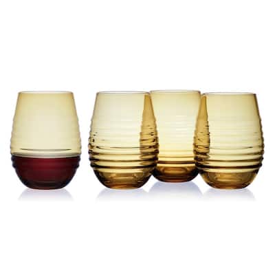 Mikasa Set of 4 Ciara Stemless Wine, 18 Oz, Amber