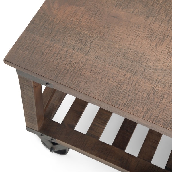 Wyndenhall Barrie Solid Mango Wood And Metal 32 Inch Wide Square Industrial Coffee Table In Distressed Dark Brown 32 X 32 X 18 Overstock 28711233