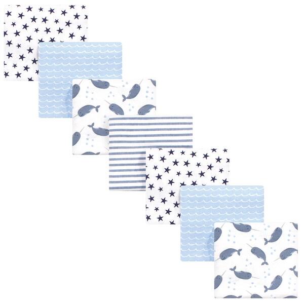 slide 1 of 1, Hudson Baby Infant Boy Cotton Flannel Receiving Blankets Bundle, Narwhal, One Size - Narwhal - One Size One Size - Narwhal