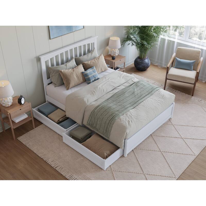 Everett Platform Bed with Panel Footboard and Storage Drawers