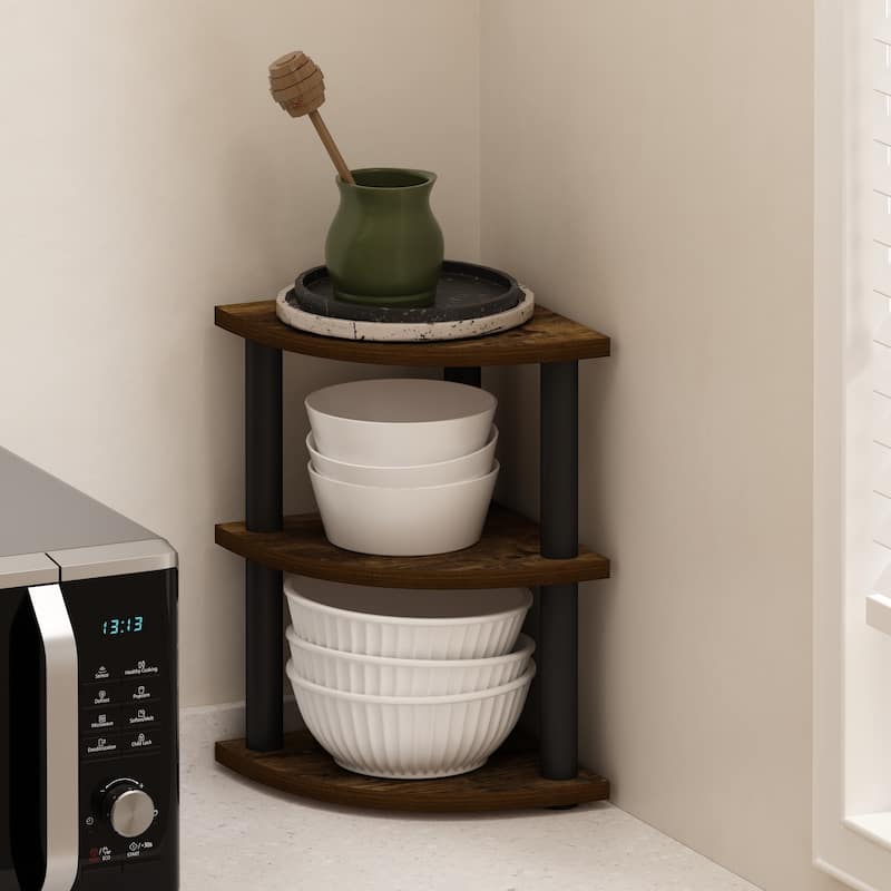 Furinno Turn-N-Tube 3-Tier Corner Countertop Organizer Shelf