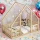 preview thumbnail 2 of 52, Wood House-Shaped Twin Floor House Bed with Fence,Guardrails,Kids and Baby