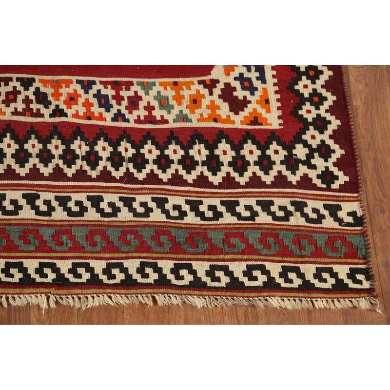 Kilim Qashqai Persian Vintage Rug Hand-Knotted Wool Carpet - 5'0"x 8'5"