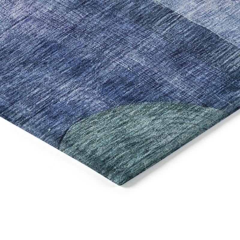 Machine Washable Indoor/ Outdoor Abstract Geo Chantille Rug