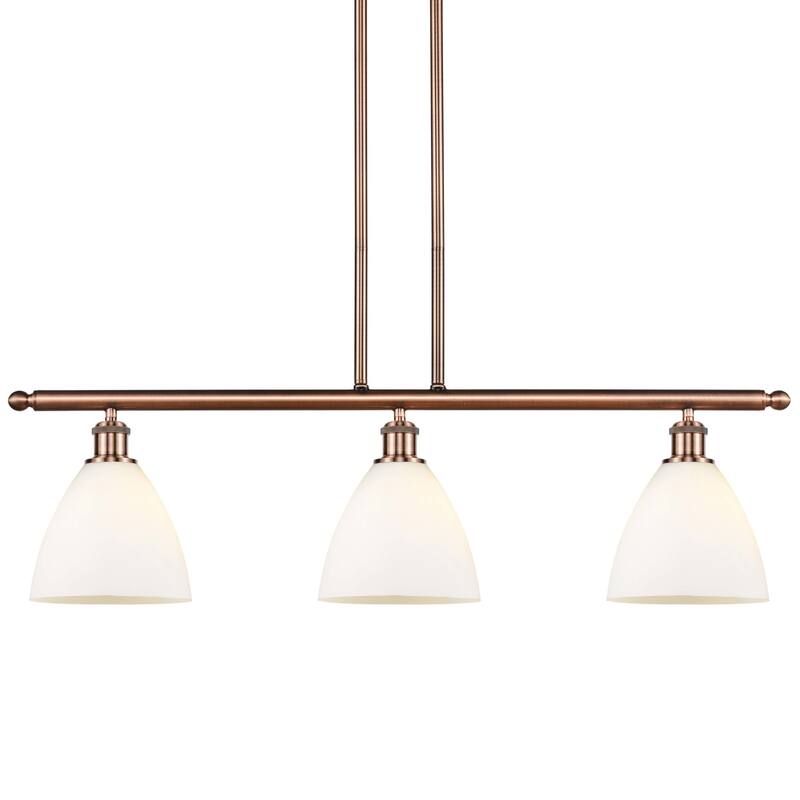 Innovations Lighting 516-3I-11-36 Bristol Linear Bristol Glass 3 Light - Antique Copper / Matte White