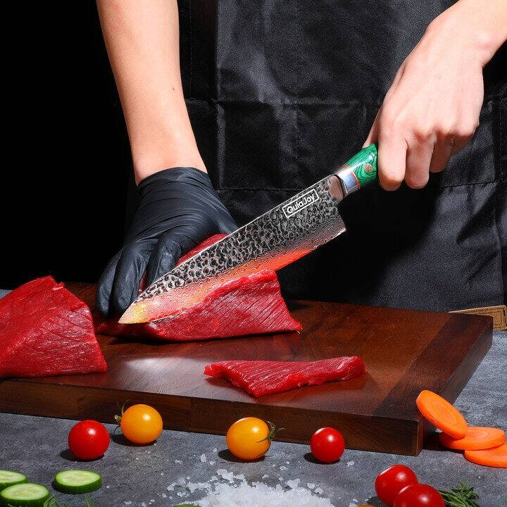 8" Japanese Chef Knife, 67-Layer Damascus VG-10 Hand-Hammered
