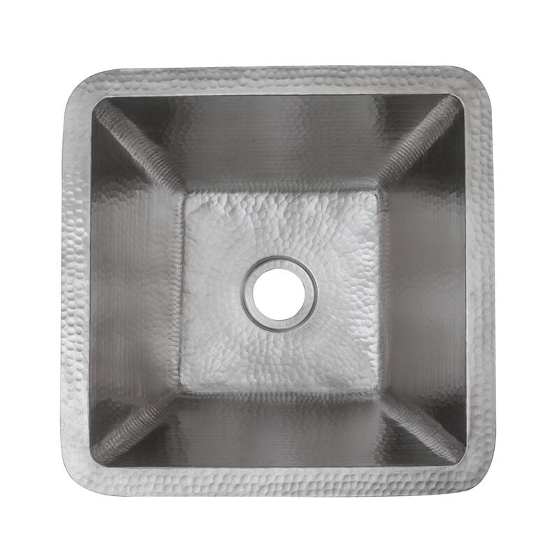 15-in Square Hammered Copper Bar/Prep Sink in Nickel w/ 2-in Drain Opening (BS15EN2)