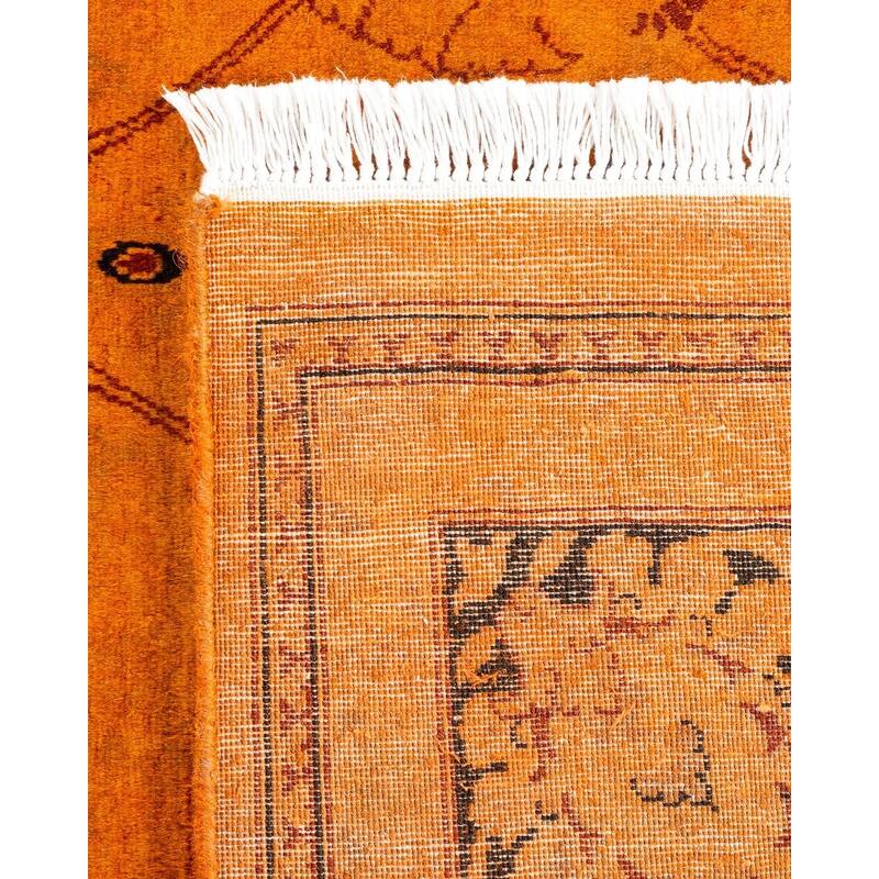 Overton Hand Knotted Wool Vintage Inspired Modern Contemporary Overdyed Orange Area Rug - 4' 2" x 6' 3"