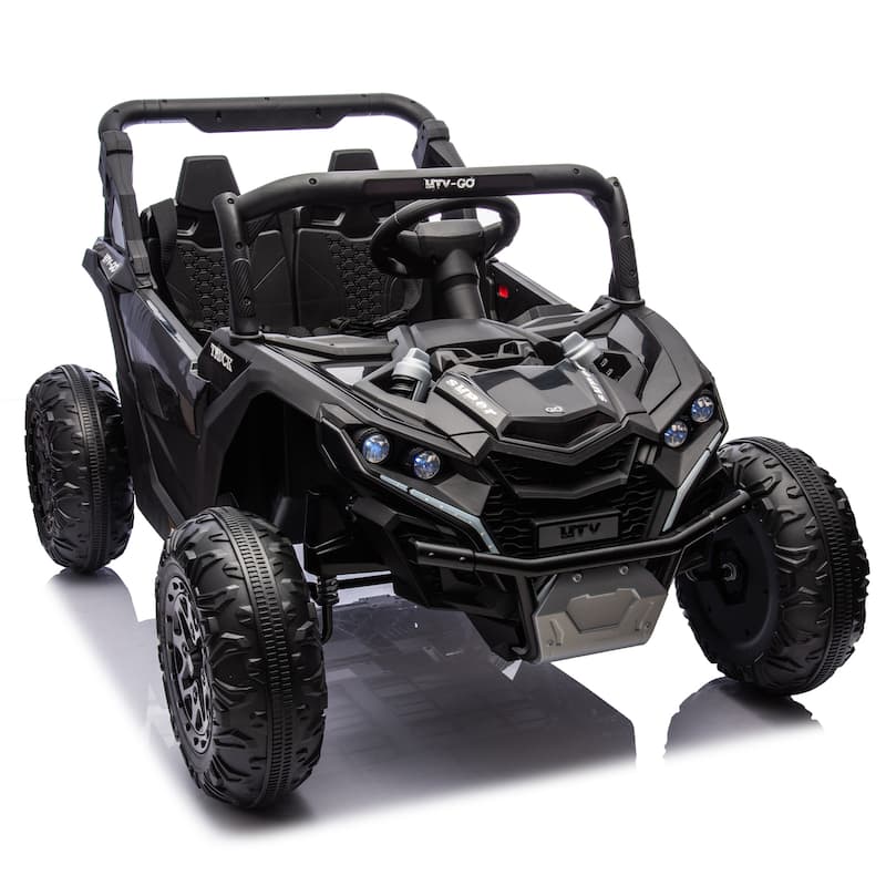 24V 2-Seater Kids Electric UTV Ride-On for Ages 3+, Remote Control with Bluetooth & LED Lights - Black