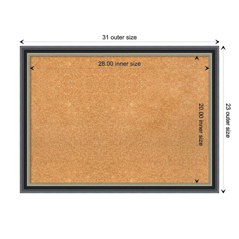 Theo Black Silver Wood Framed Natural Corkboard Bulletin Board