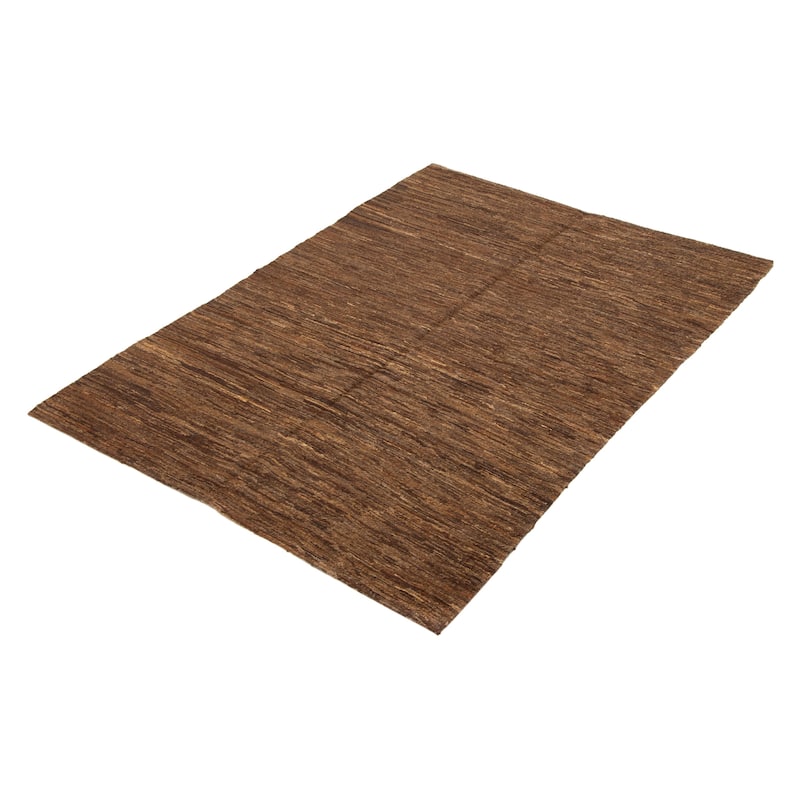 ECARPETGALLERY Flat-Weave Natural Brown Wool Tapestry Kilim - 5'0 x 7'0