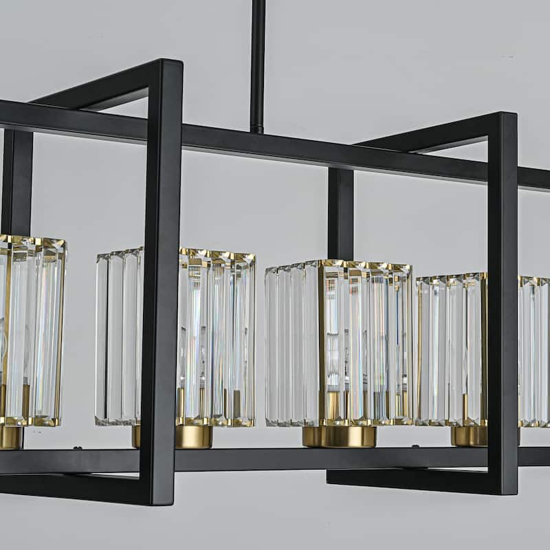 6-Light Modern Industrial Linear Crystal Kitchen Island Pendant Light - 43.3"